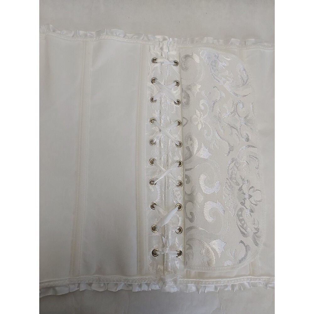 Corset Over Bust Lace Up Bustier US 20-22 6X White Paisley Costume Sexy Lingerie - Picture 4 of 15